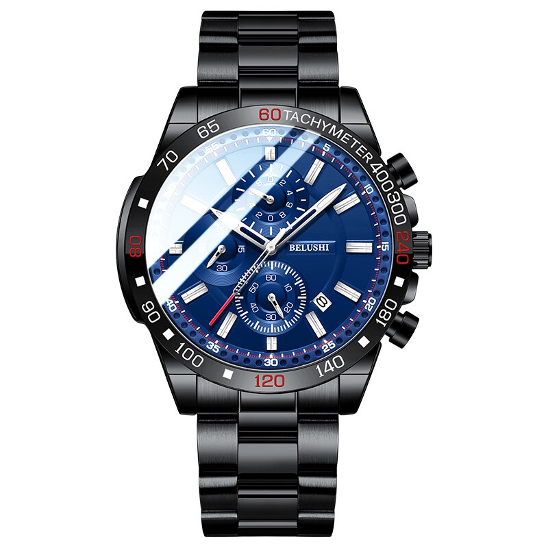 BELUSHI Top Brand Luxury Men Watch Fashion Sport Waterproof Quartz Watches Men Stainless Steel Chronograph New Relogio Masculino