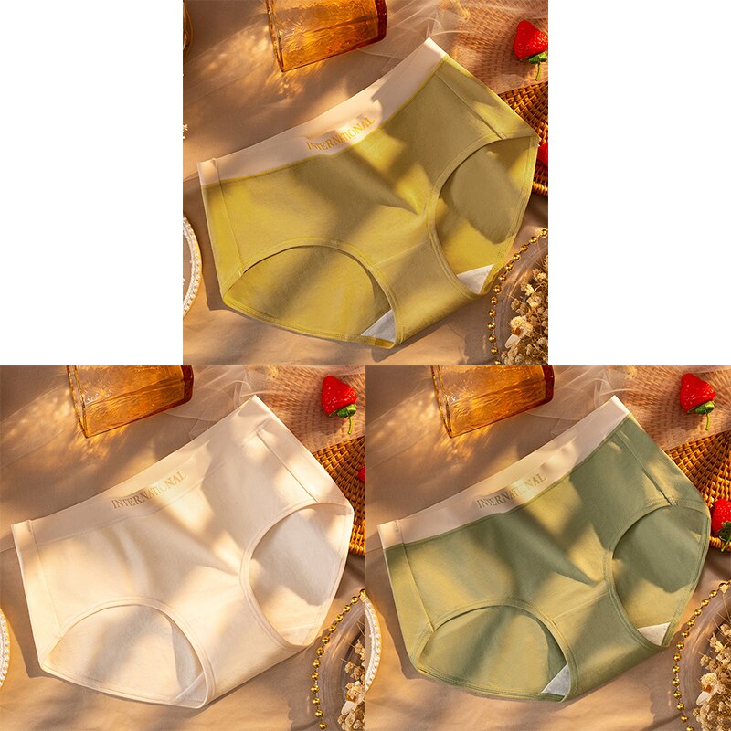 Women Cotton Panties Letter Large Size Briefs Antibacterial Underpants Female Lingerie Intimates Skin- Friendly Underwear