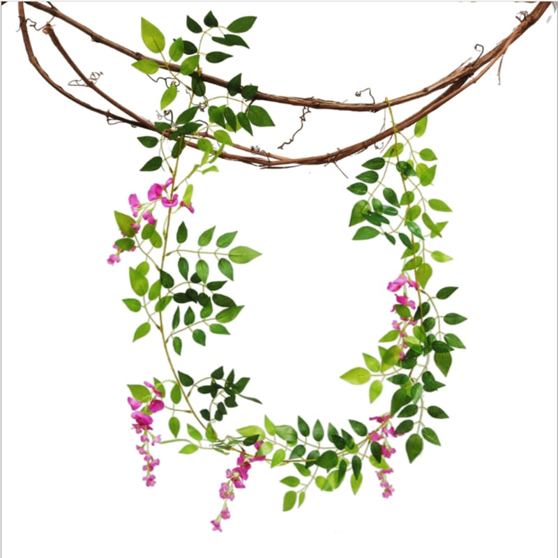 2 Meters Hydrangea Leaf Vine Wedding Decorative Plants Wall Arrangement Home Bathroom Decoration Accessories Artificial Flowers