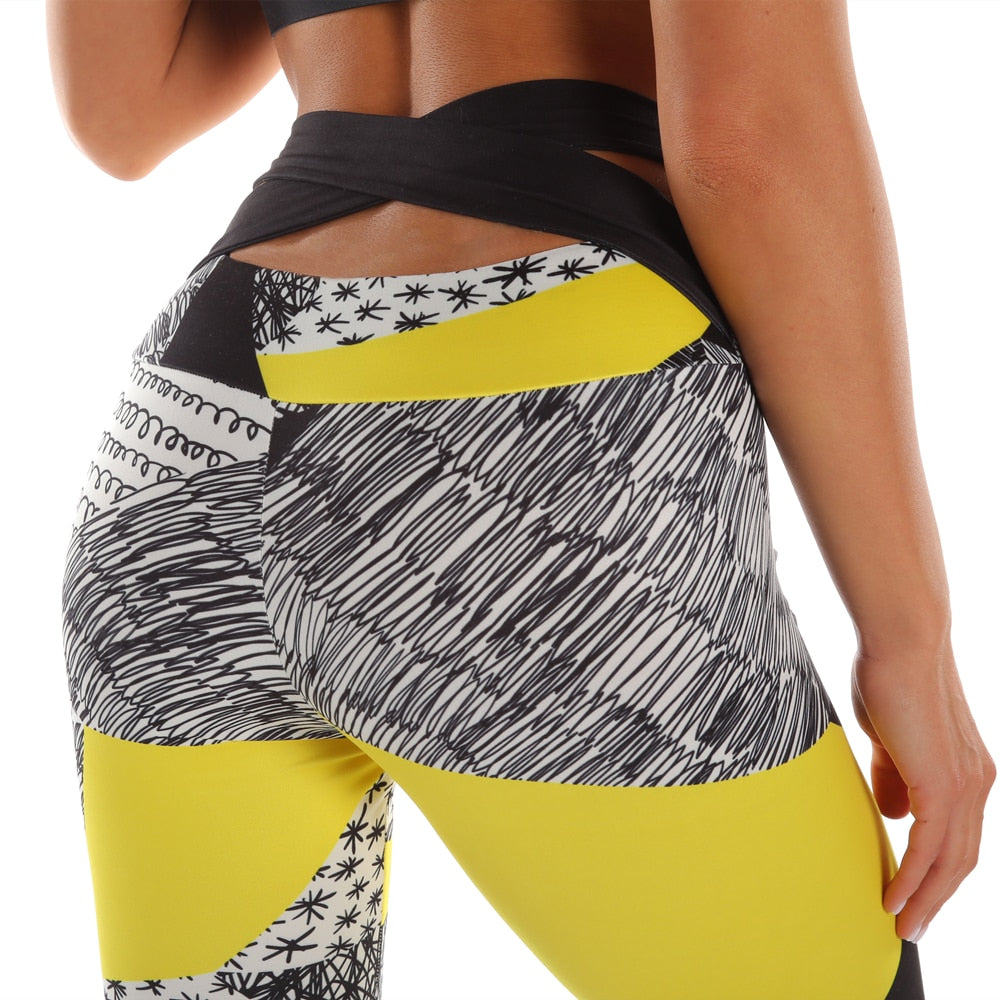 Zohra Woman Pants Workout Legging Contrast Stitching Printing Fitness Leggins High Waist Slim Legins Gym Bandage Leggings