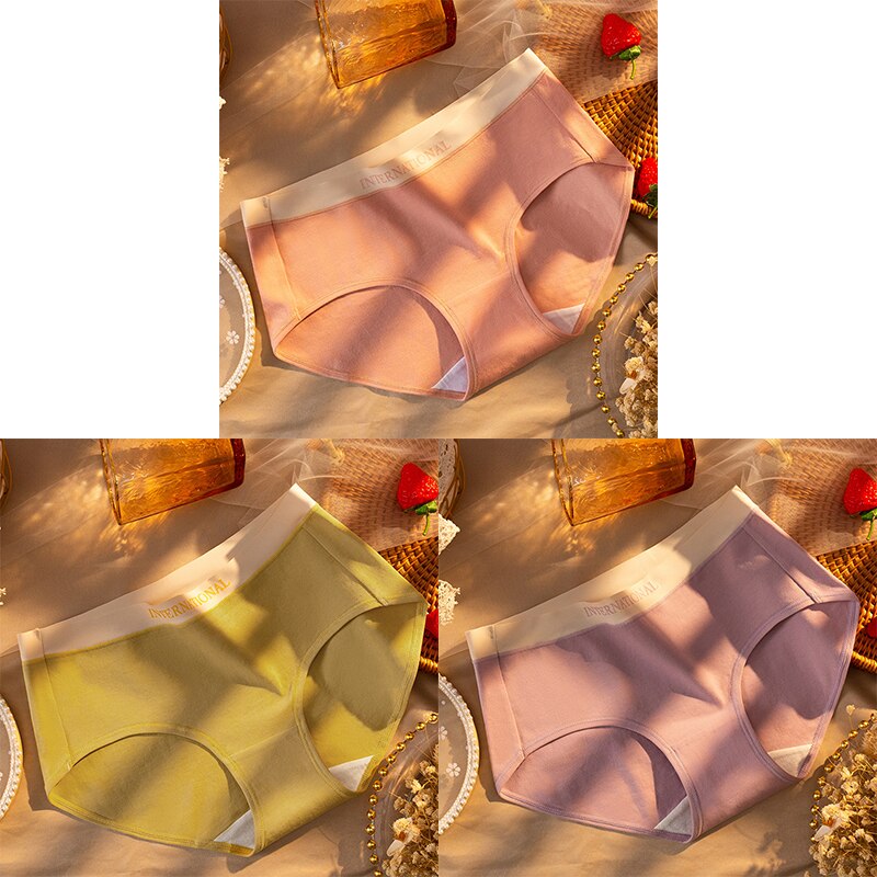 Women Cotton Panties Letter Large Size Briefs Antibacterial Underpants Female Lingerie Intimates Skin- Friendly Underwear