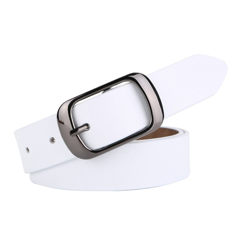 RAINIE SEAN White Belt Women Cowskin Genuine Leather  Women Belt High Quality Brand Buckle Ladies Belts for Jeans 110cm