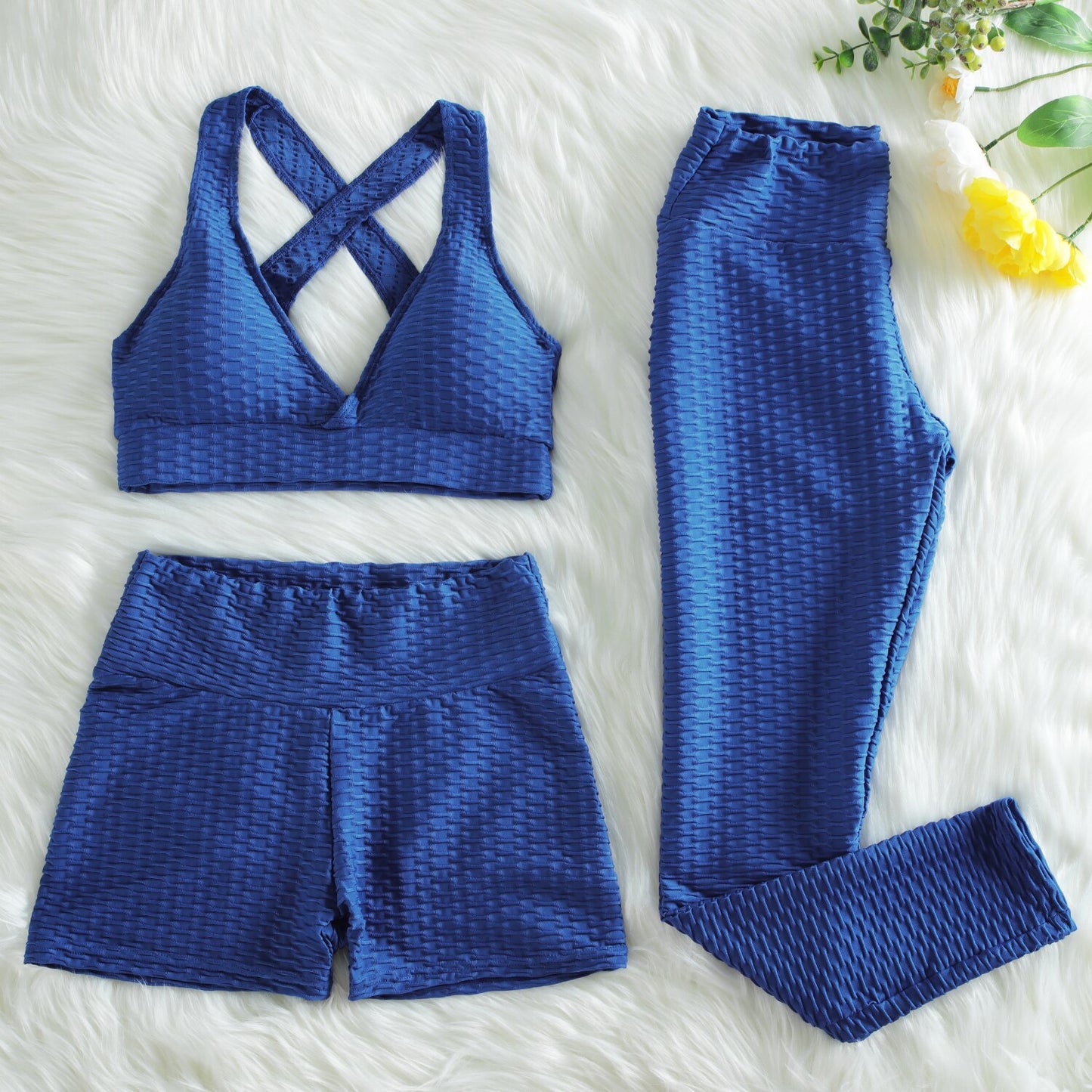 NORMOV Anti Cellulite 2/3PCS Long Seamless Yoga Set Gym Set Women Fitness High Waist Leggings Shorts Bra Skinny Sports Set Gym