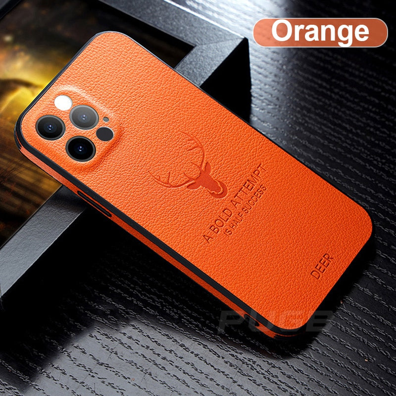 Luxury Leather Case For iPhone 14 11 12 13 Pro Max Mini 13pro 12pro X XR XS Full Camera Protective Deer Pattern Shockproof Cover