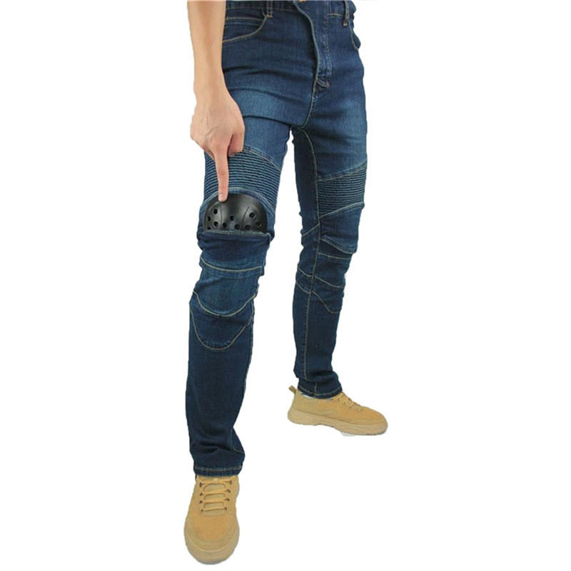 Jeans - Brand New 4 Season Motorcycle Leisure Motocross Pants Outdoor Riding Jeans With Obscure Protective Equipment Knee Gear Hip Pads