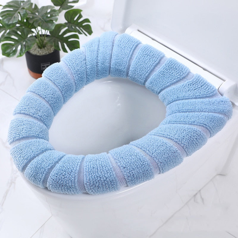 Toilet Seat Cover Home Winter Heated Washable Toilet Seat Lid Bathroom Supplies Soft Toilet Pad Case Waterproof Bathroom Cover