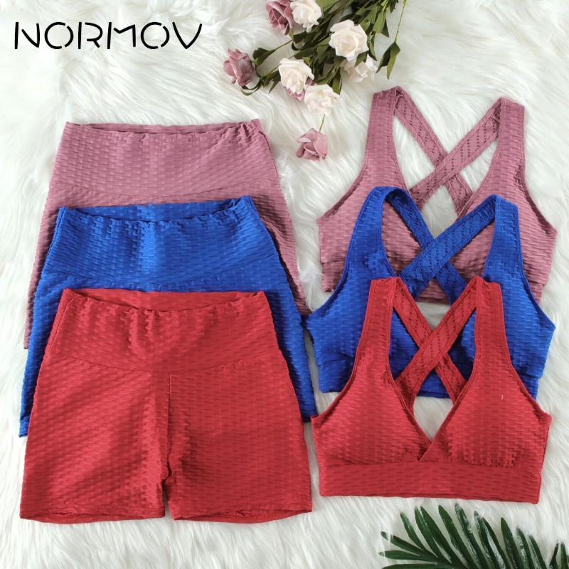 NORMOV Anti Cellulite 2/3PCS Long Seamless Yoga Set Gym Set Women Fitness High Waist Leggings Shorts Bra Skinny Sports Set Gym