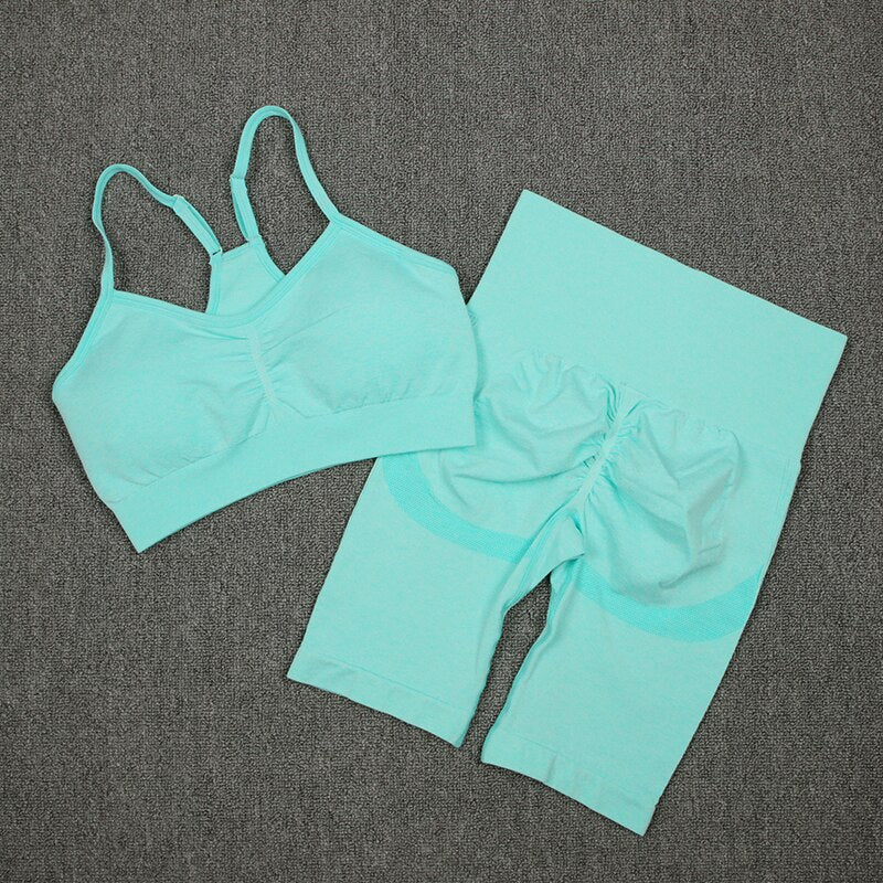 NORMOV Yoga Sets 2/3/4 Pieces Sports Seamless Fitness Suits Gym Sexy Sets 2021 Long Short Women Set Workout Sportswear