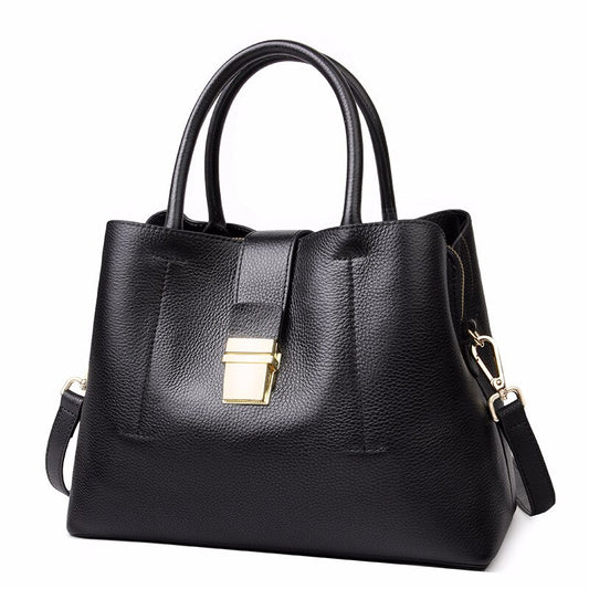 Bag Female 2021 Genuine Leather Bucket Bag Handbag Large Capacity Shoulder Bag Fashion Red Black All-Match Messenger 32*14*23