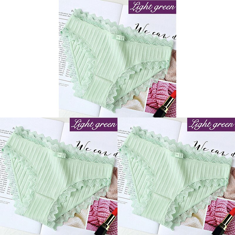 3Pcs Cotton Panties Female Underpants Sexy Panties For Women Lace Briefs Underwear Comfortable Ladies Pantys Lingerie 6 Color