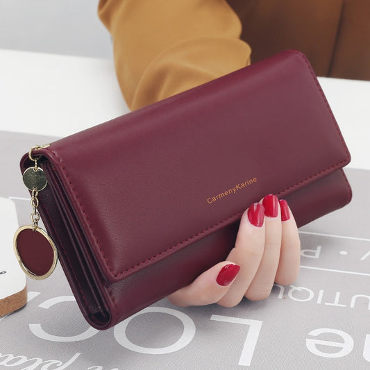 New Fashion Women Wallets Brand Letter Long Tri-fold Wallet Purse Fresh Leather Female Clutch Card Holder Cartera Mujer