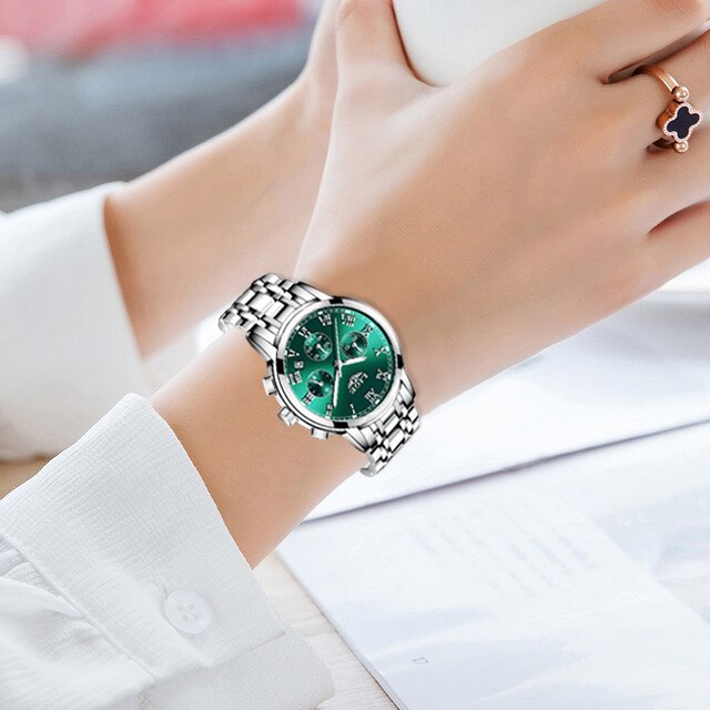 LIGE 2021 New Fashion Women Watches Ladies Top Brand Luxury Waterproof Quartz Clocks Watch Women Stainless Steel Date Gift Clock