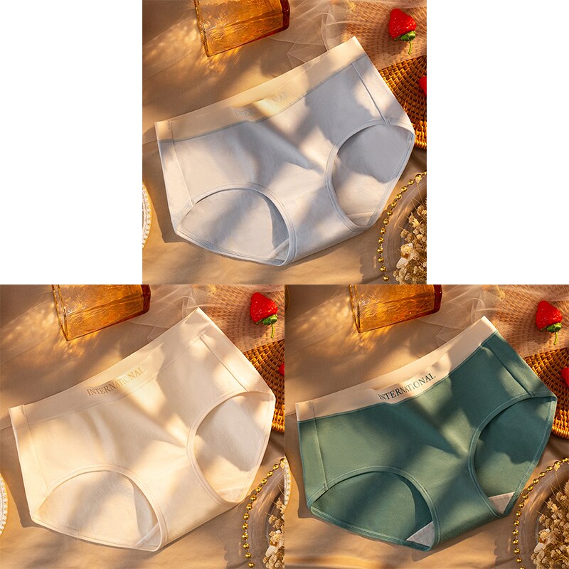 Women Cotton Panties Letter Large Size Briefs Antibacterial Underpants Female Lingerie Intimates Skin- Friendly Underwear