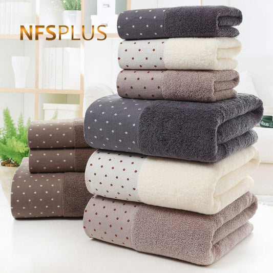 Cotton Bath Towel Set for Bathroom 2 Hand Face Towels 1 Bath Towel for Adult White Brown Grey Terry Washcloth Travel Sport Towel