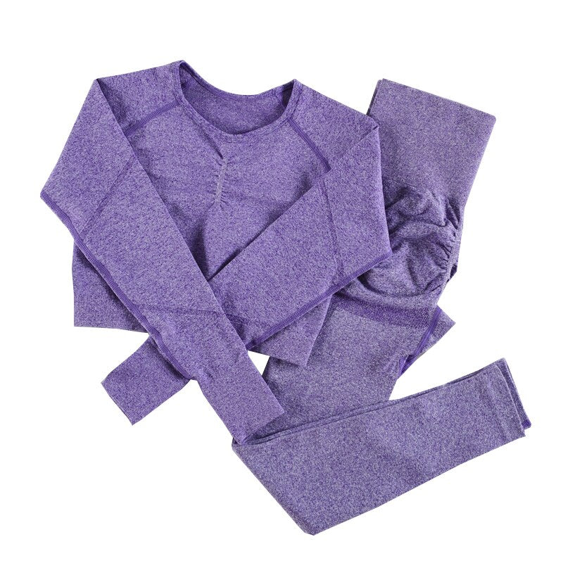 NORMOV Yoga Sets 2/3/4 Pieces Sports Seamless Fitness Suits Gym Sexy Sets 2021 Long Short Women Set Workout Sportswear