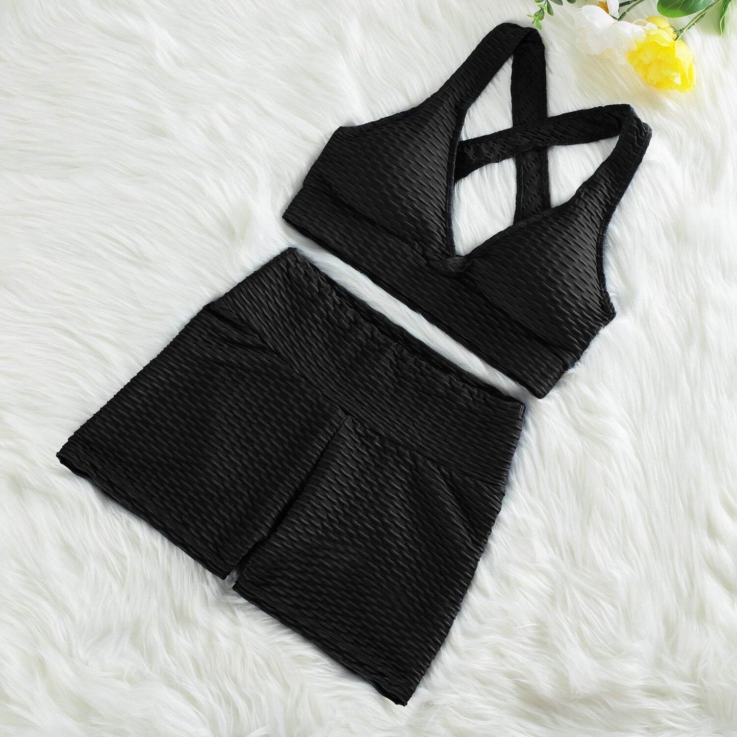 NORMOV Anti Cellulite 2/3PCS Long Seamless Yoga Set Gym Set Women Fitness High Waist Leggings Shorts Bra Skinny Sports Set Gym