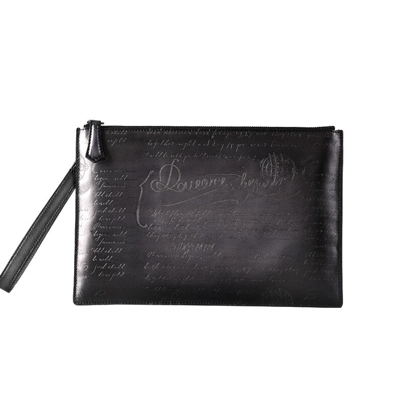 Fast Shipping Brand Luxury Handbag Genuine Leather Letter Day Clutch with Engraving Designer Handmade Large Capacity Handbag