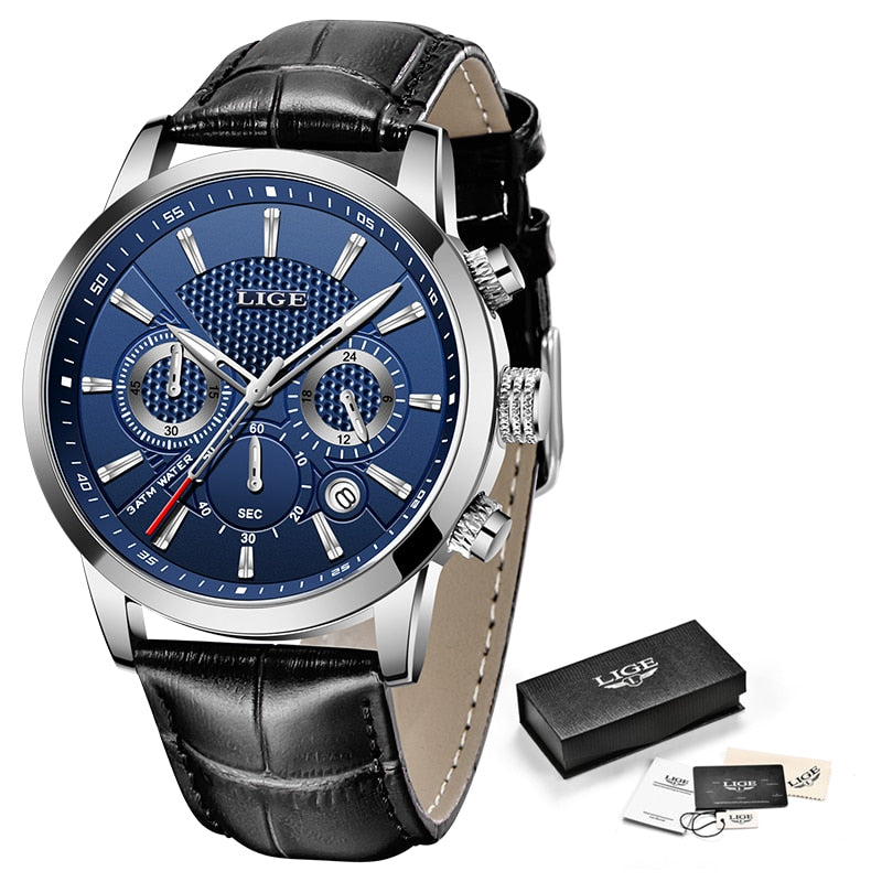 Watches Mens 2022 LIGE Top Brand Luxury Casual Leather Quartz Men&#39;s Watch Business Clock Male Sport Waterproof Date Chronograph