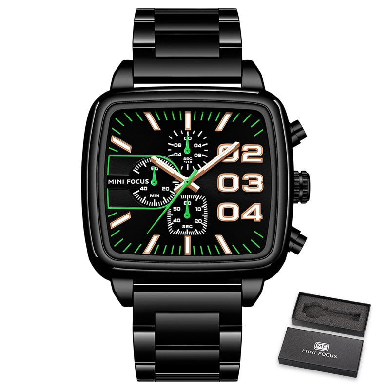 MINI FOCUS Men Business Quartz Watch Stainless Steel Top Brand Luxury Luminous Multifunctional Waterproof Male Clock +box