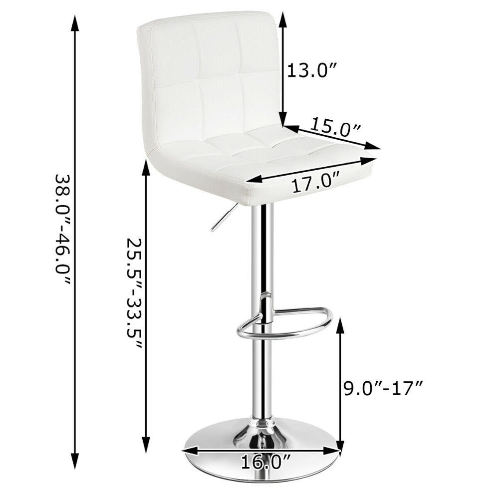 Set of 2 Adjustable Bar Stools PU Leather Swivel Kitchen Counter Pub Chair HW66492