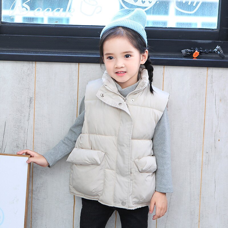 2021 Autumn Winter Girls Warm Vest Boys Thicken Waistcoat Kids Outerwear Vest Children Shiny Down Cotton Jackets Vest For 3-8 Y