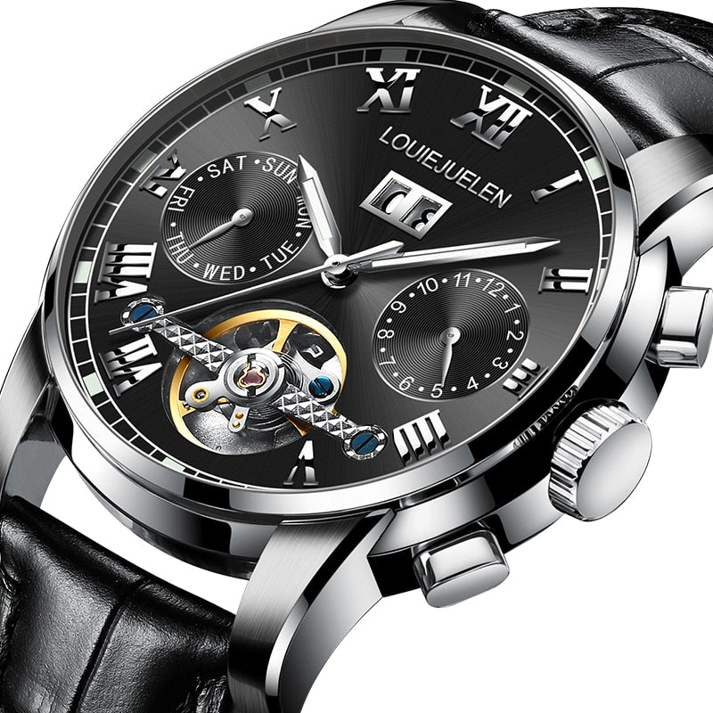 BELUSHI Men Automatic Watches Luxury Business Mechanical Tourbillon Watch Men Luminous Waterproof Wristwatch Relogio Masculino