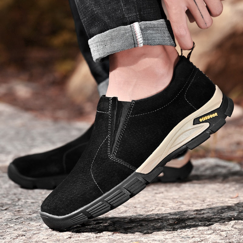 Brand Men&#39;s Shoes Genuine Leather Casual Shoes Outdoor Men&#39;s Breathable Sneakers Suede Original Men&#39;s Moccasins Loafers Sneakers