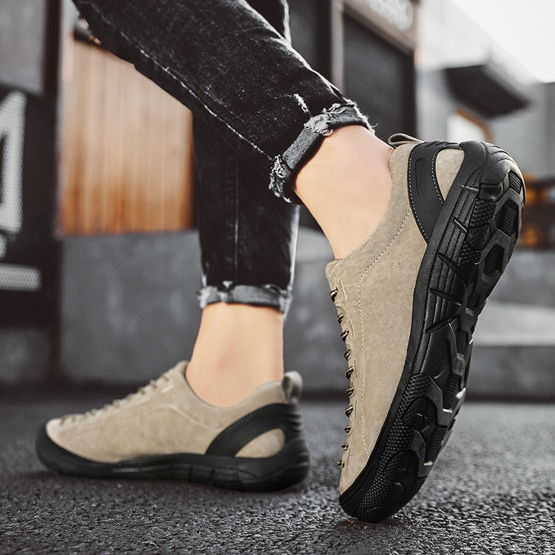 Genuine Leather Men&#39;s Shoes Outdoor Non-slip Sneakers Breathable Large Size Casual Shoes Fashion Flats Boat Shoes Men Loafers