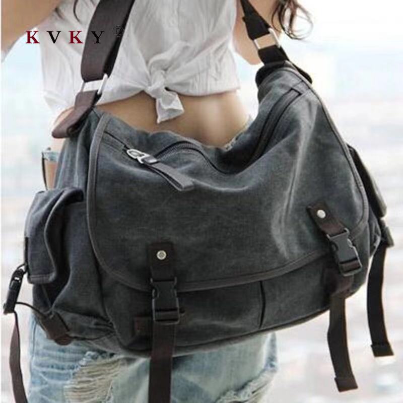 Large Capacity Vintage Canvas Messenger Bags For Women 2020  Laptop Shoulder School Ladys Travel Casual Tote Shoulder Feminina
