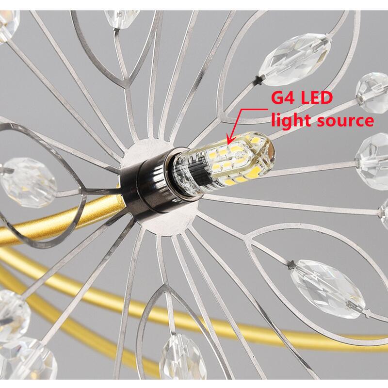 Led Dandelion Crystal Modern Chandelier Indoor Romantic Hanging Lights Living Dining Room Bedroom Restaurant Decoration Lamps