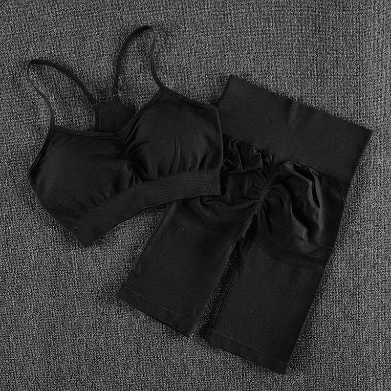 NORMOV Yoga Sets 2/3/4 Pieces Sports Seamless Fitness Suits Gym Sexy Sets 2021 Long Short Women Set Workout Sportswear