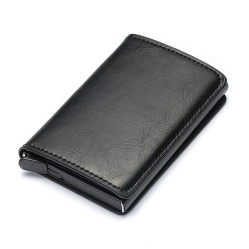 Customized 2022 Credit Card Holder Wallet Men Women RFID Aluminium Bank Cardholder Case Vintage Leather Wallet with Money Clips