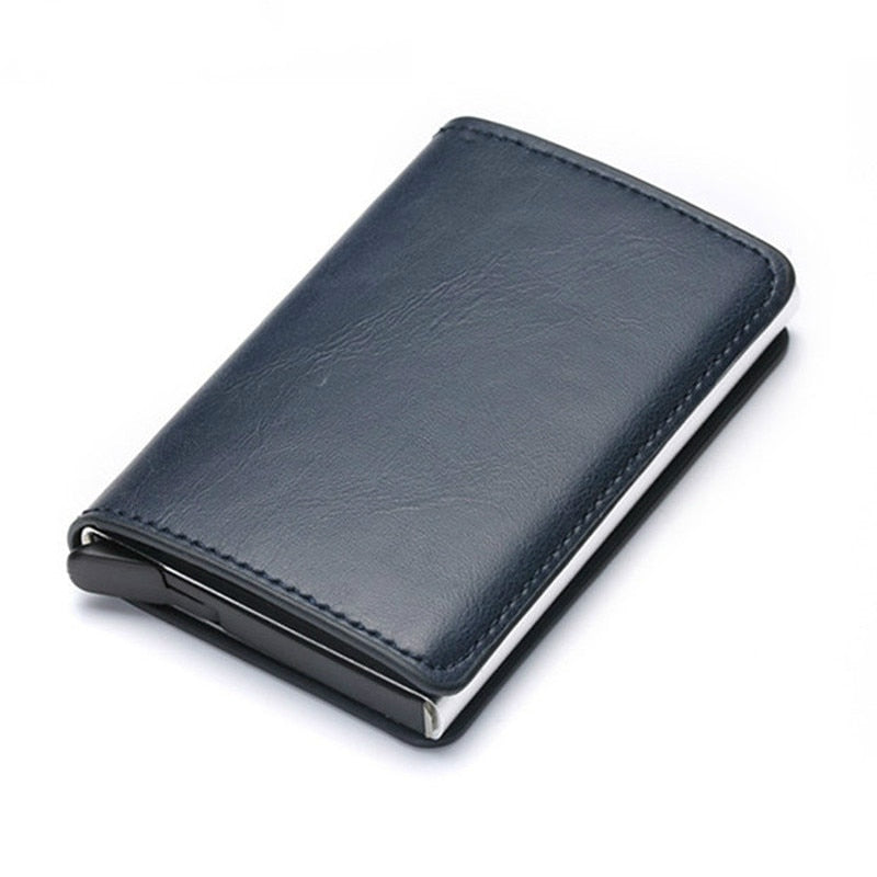 Customized 2022 Credit Card Holder Wallet Men Women RFID Aluminium Bank Cardholder Case Vintage Leather Wallet with Money Clips