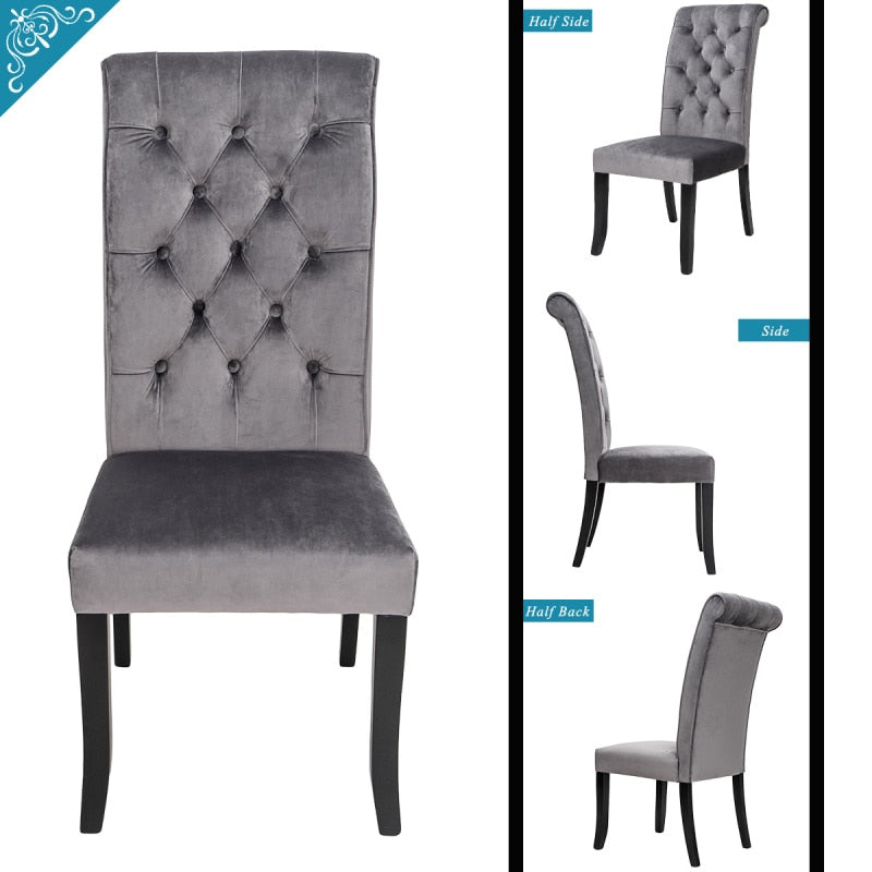 6/4/2 PCS Upholstered Velvet Dining Chairs, Elegant High-end Tufted Armless Solid Wood Chair High Back Chair Not Include Table