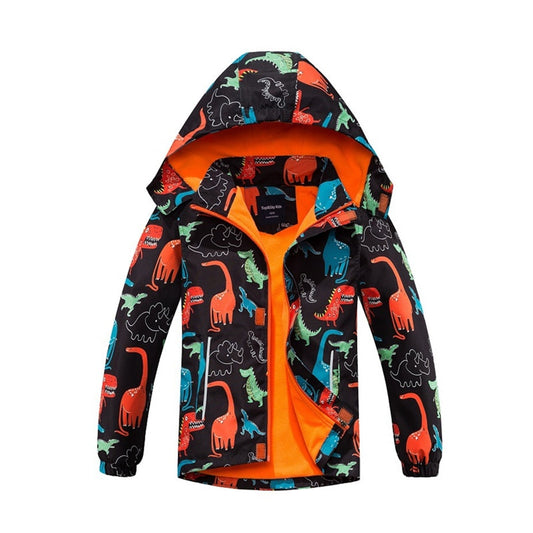 New Spring Autumn Children Outerwear Jackets Sport Fashion Kids Dinosaur Jackets Double-deck Polar Fleece Waterproof Windproof