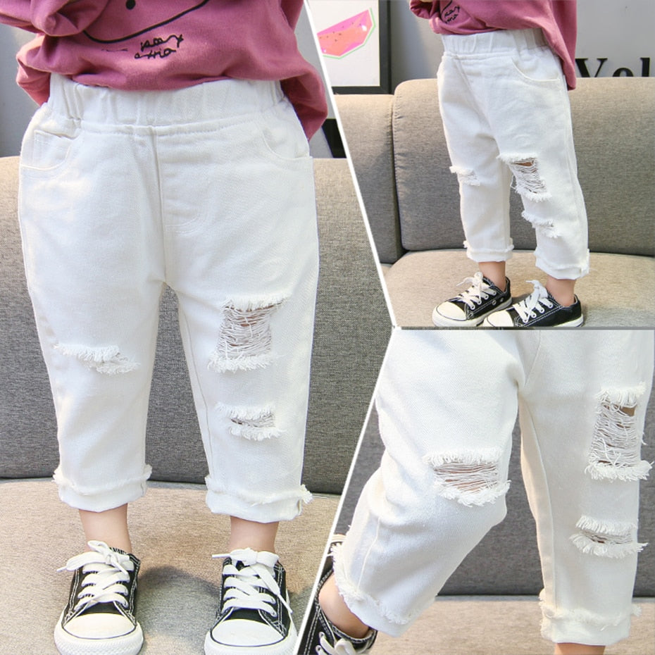 Jeans Girl Toddler Boys Girls Ripped Jeans Pants Spring Autumn Jeans For Kids Casual Style Clothes For Girls