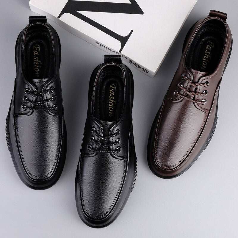 Men Casual Shoes Men Genuine Leather oxfords lace up Breathable Flats Shoes Luxury Brand Men Outdoor Walking Sneakers shoes men