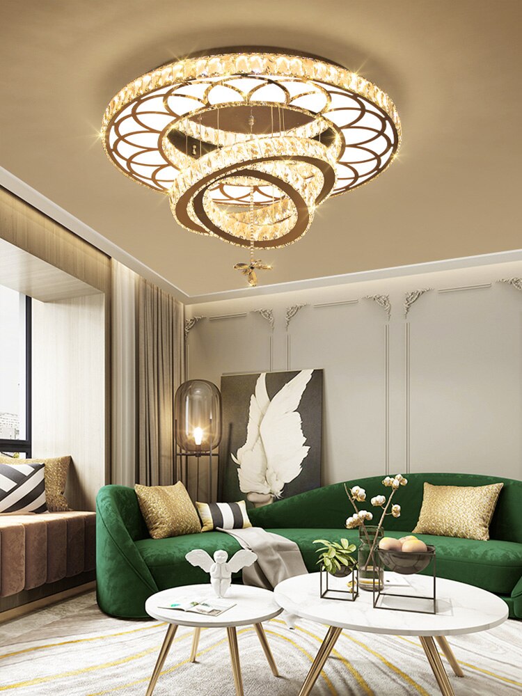 Сhrome lustres bedroom Modern crystal ceiling lighting dining room luxury ceiling lamps living room ceiling light led fixtures
