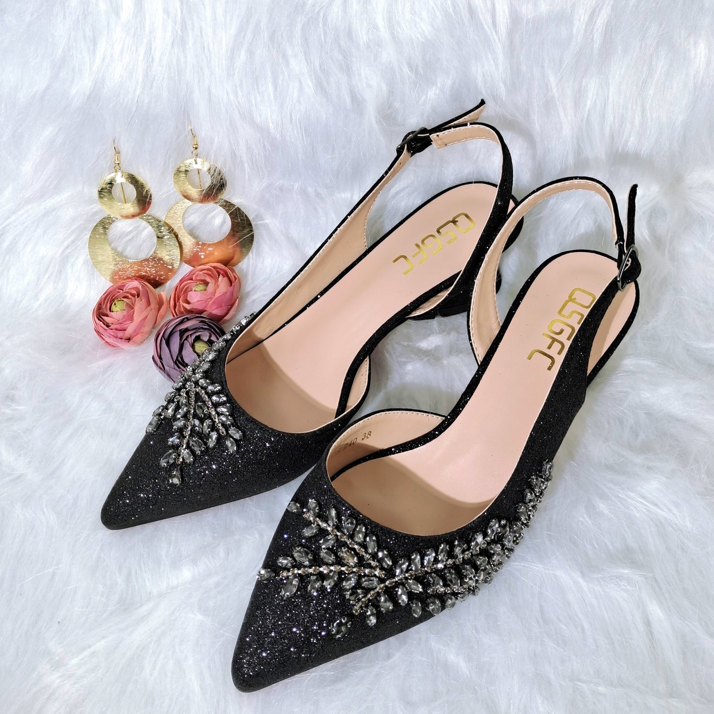 QSGFC 2022 R. Blue Color Shaped Mid-heel Design Shoes Popular Pointed Ladies Shoes And Bags African Wedding Party Shoes With Bag