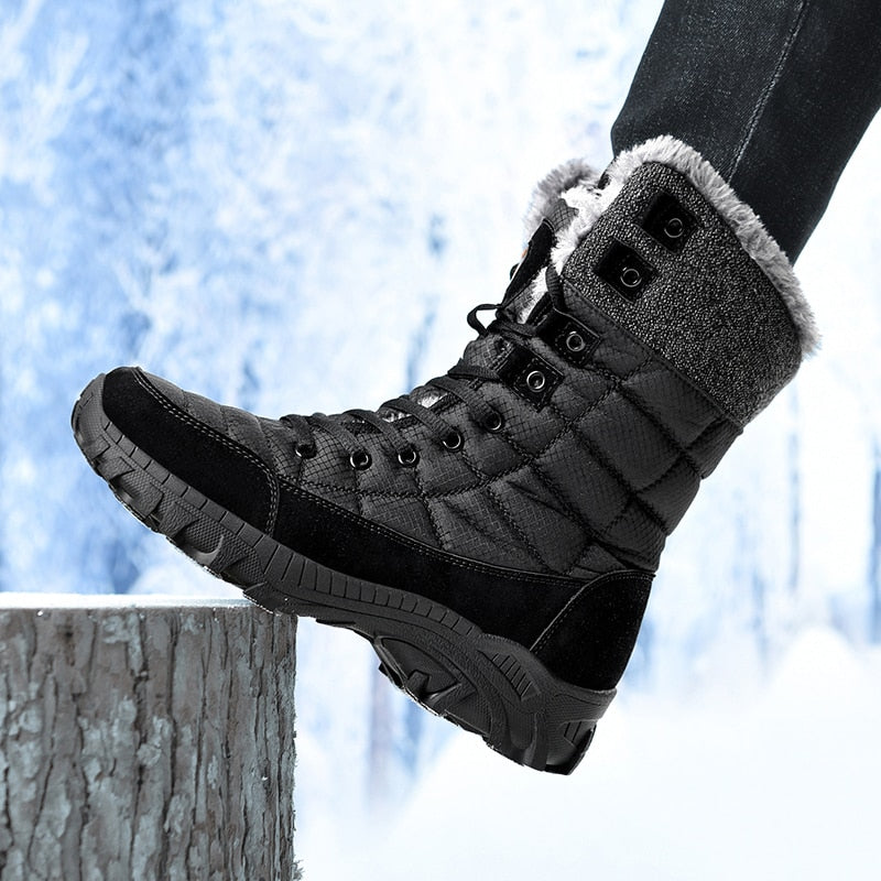 Men Winter Snow Boots Super Warm Men Hiking Boots High Quality Waterproof Leather High Top Big Size Men&#39;s Boots Outdoor Sneakers