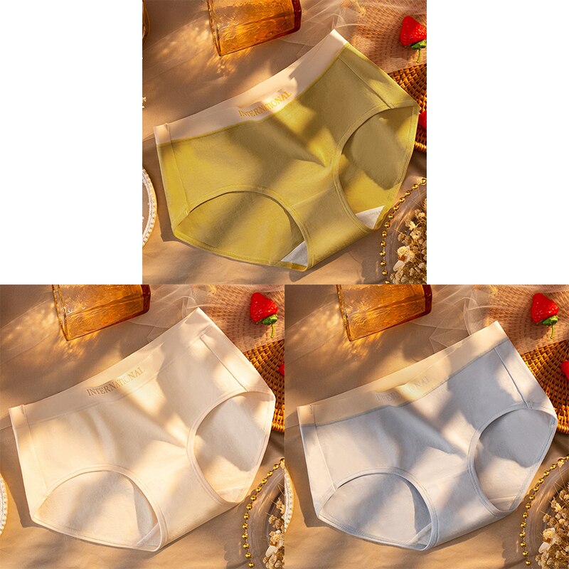 Women Cotton Panties Letter Large Size Briefs Antibacterial Underpants Female Lingerie Intimates Skin- Friendly Underwear