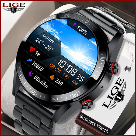 LIGE New 454*454 Screen Smart Watch Men Always Display The Time Bluetooth Call Local Music Men Smartwatch For Huawei Xiaomi +Box