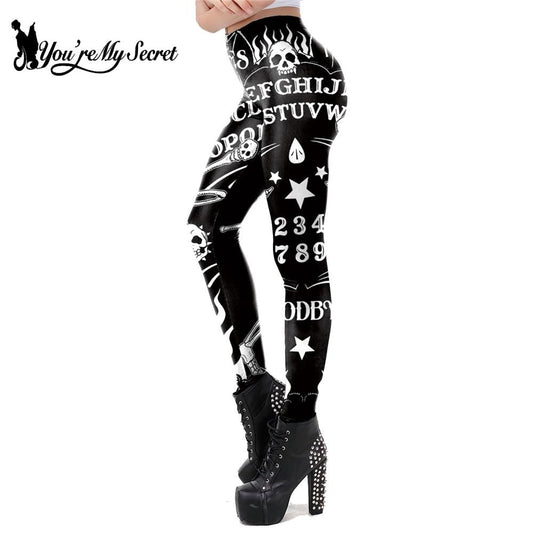 [You&#39;re My Secret] Ouija Board Leggings Women 3D Printed Trousers Satan Head Devil Leggins Fitness Workout Elastic Pants Legins