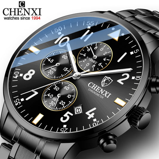 CHENXI Fashion New Men Watches Sport Waterproof Top Brand Luxury Chronograph Quartz Watch Full Steel Men Clock Relogio Masculino