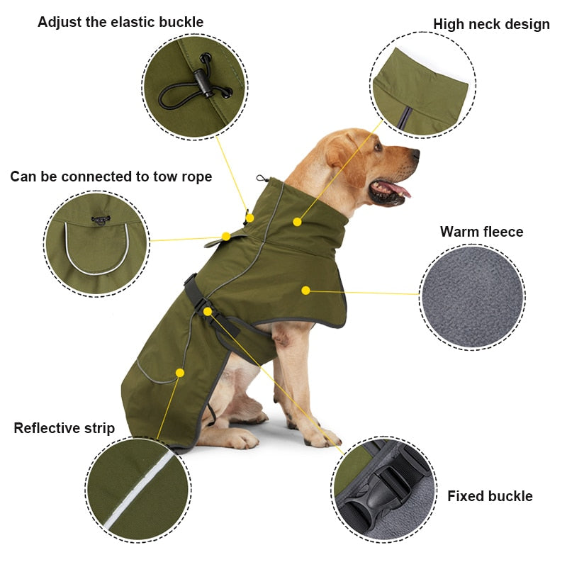 Clothes For Large Dogs Winter Warm Big Dog Vest Jacket Waterproof Pet Dogs Coat Greyhound Doberman Clothes For Medium Large Dogs