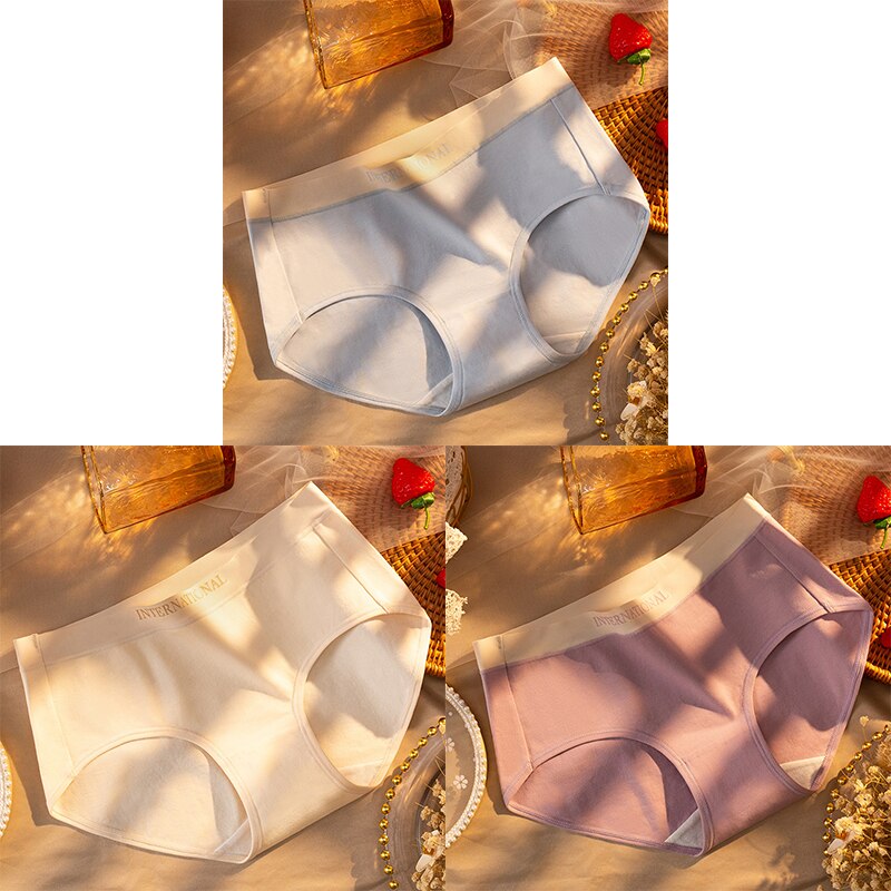 Women Cotton Panties Letter Large Size Briefs Antibacterial Underpants Female Lingerie Intimates Skin- Friendly Underwear