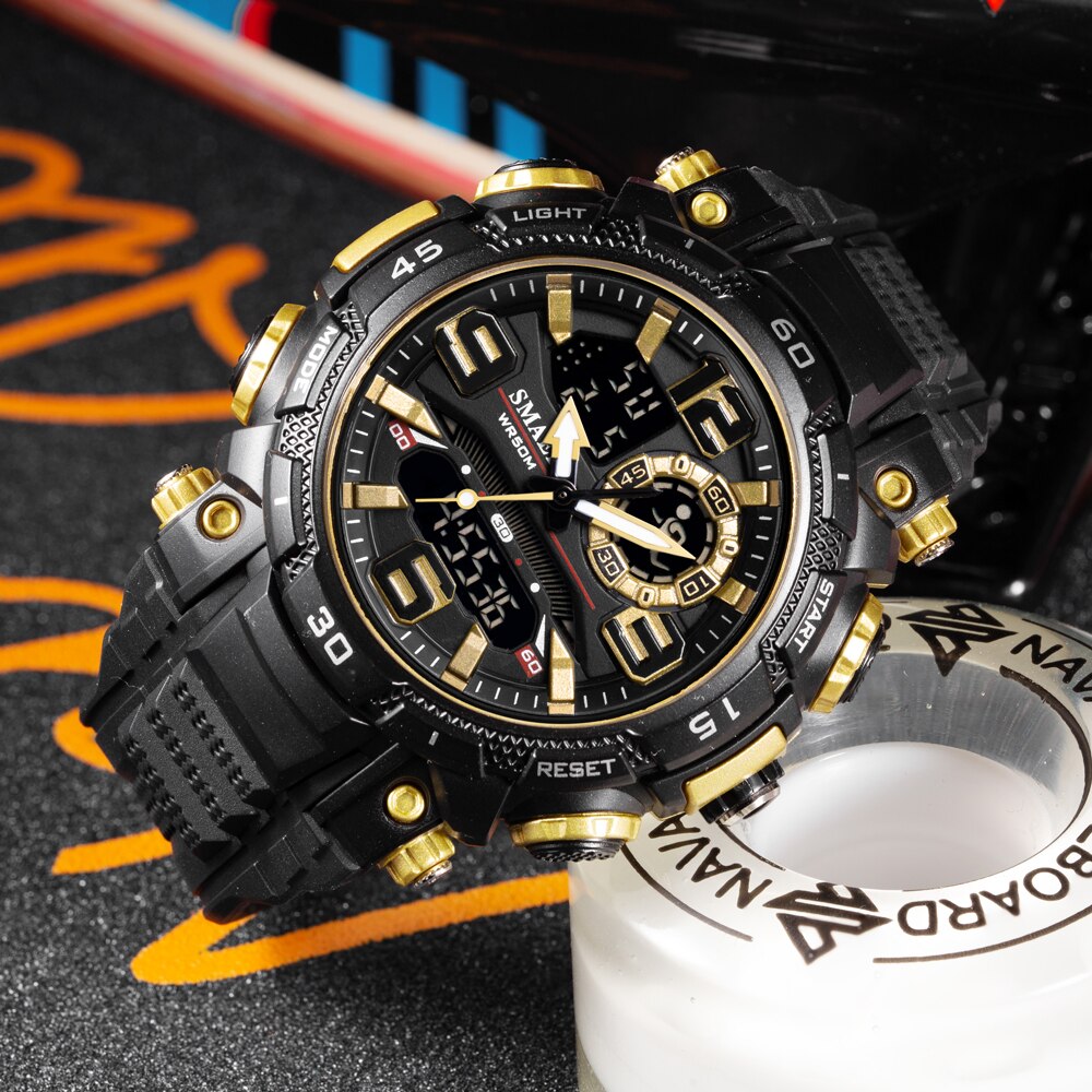SMAEL Top Luxury Watches Men Dual Display Watch Waterproof Men&#39;s Sport Wristwatch Mens Military Army Clock Male Stopwatch 1921