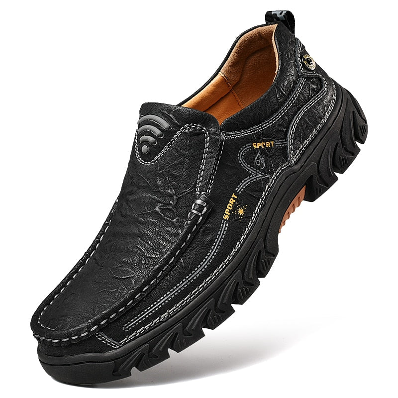 New Men&#39;S Shoes 100% Genuine Leather Casual Shoes High Quality Comfortable Work Shoes Cow Leather Loafers Sneakers Shoes Size 48