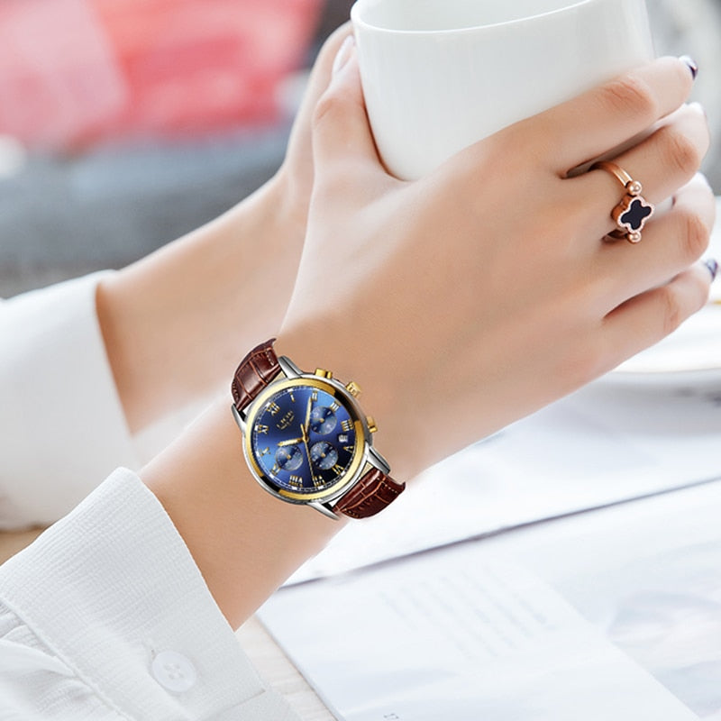 LIGE 2021 New Fashion Women Watches Ladies Top Brand Luxury Waterproof Quartz Clocks Watch Women Stainless Steel Date Gift Clock