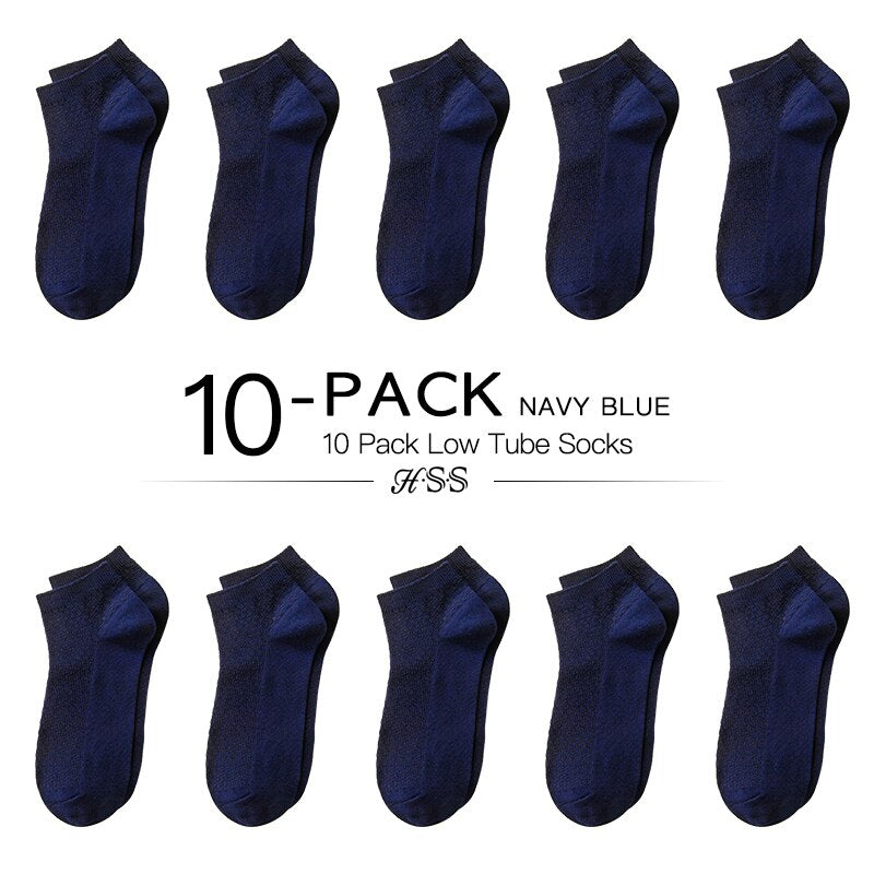 HSS Brand 10 Pairs/Lot Men Bamboo Fiber Socks Men Compression Summer Middle Socks Business Casual Mens Low Sock Big Size EU38-45